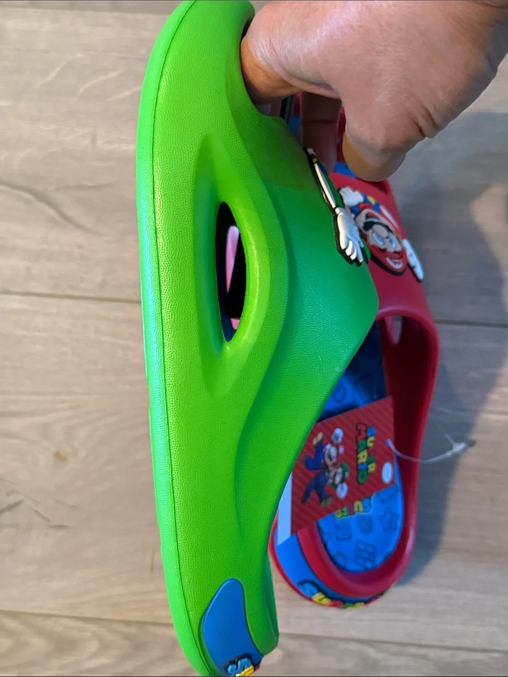 Nintendo Kids Red Mario & Green Luigi Slide Sandals sz 3